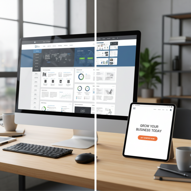 Landing page vs site de prezentare: care e diferența